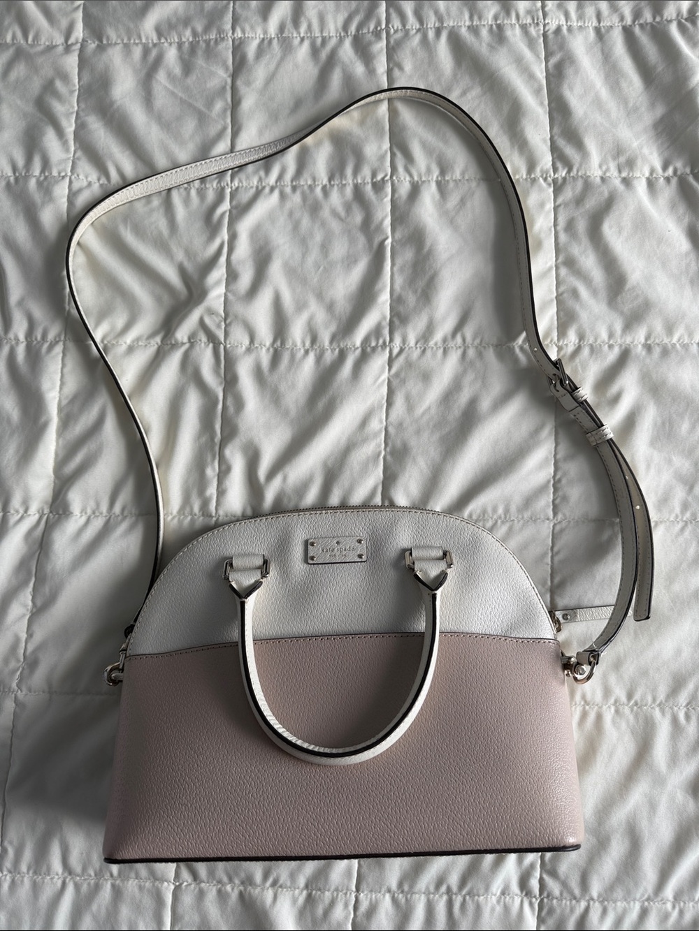 kate spade Two-Tone Dome Satchel in Blush Pink and White